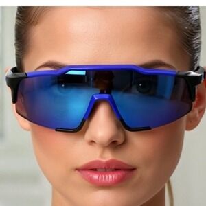 Sunglasses Women Bold Blue Mirror Lens Optimal Performance Modern Trendy Activit